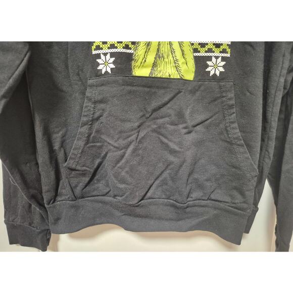 The Grinch Black Hoodie with Kangaroo Pocket Adult Small Cotton Blend - Picture 3 of 7